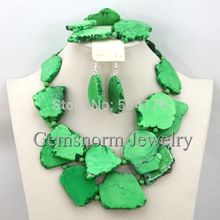 2015 Trendy Green Nigerian Wedding Turquoise Jewelry Set Women Choker Necklace Set New Arrival Free Shipping
