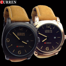 Marca Fomous moda curren8888 relojes hombres del cuero genuino de gama alta impermeables atmosférica cuarzo hombres de ocio reloj