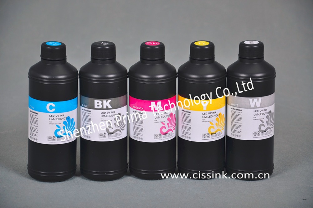 LED UV curable ink For EPSON printer head on hard materials for 3D effects 5 Color