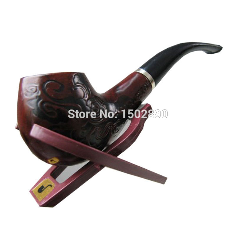 Classic Wooden Enchase Carved Smoking Cigarette Pipes Cigar Filter Tobacco Pipe