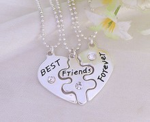 Colar Rushed Link Chain Jewelry 2015 New Style Broken 3 Parts Pendant Best Friend Forever Necklace