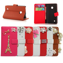 For Nokia Lumia 530 N530 Case 7 Color Bling Love Tower Flower Heart Wallet Flip Leather Phone Cases Cover for Nokia 530 N530
