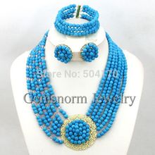Fashion Turquoise Women Costume Jewelry Set Romantic Chunky Beads Necklace Set Free Shipping TN119