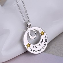 “I Love You To The Moon And Back” Pendant Necklace Silver Gold Personalised Hand Stamped Gifts for Mother’s Day