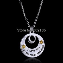  I Love You To The Moon And Back Pendant Necklace Silver Gold Personalised Hand Stamped