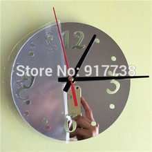 2015 New 19 68 H Silver Red Beauty Girl 3d Mirror Wall Clock Modern Design Decorative