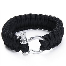 Men Self rescue Paracord Emergency Survival Bracelet With Metal Buckle Jewelry Camping Travel Kit 