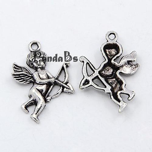 Antique Silver Tibetan Style Cupid Pendants Lead Free and Cadmium Free Size about 28mm long 18mm