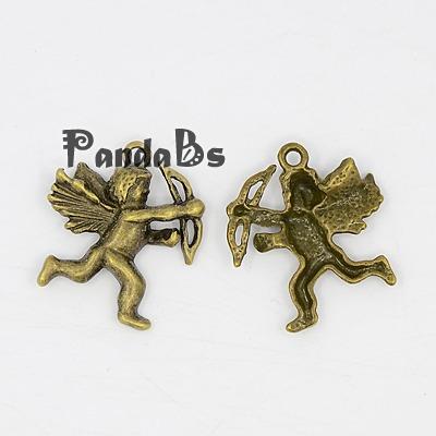 Tibetan Style Antique Bronze Cupid Pendants Lead Free Cadmium Free and Nickel Free 29mm long 27mm