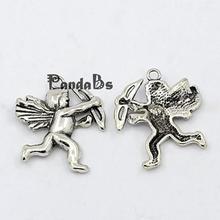 Tibetan Style Pendants, Cupid, Antique Silver, Lead Free and Cadmium Free, 29mm long, 27mm wide, 3mm thick, hole: 2mm
