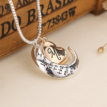 New arrived Moon Heart mom Necklace I Love You to the Moon And Back personality hang