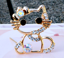 New fashion white gold plated crystal cat brooch, rhinestone brooch lovely woman marriage jewelry wholesale gift g5551