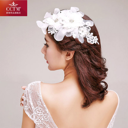 Free shipping bride headdress lace loaded by hand Marriage flower hair dress accessories