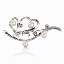 Silver Plated Pearl Brooch Flower Bridal Wedding Dress Pin Up Breastpin Pin Brooch Pearl Jewelry Brooches