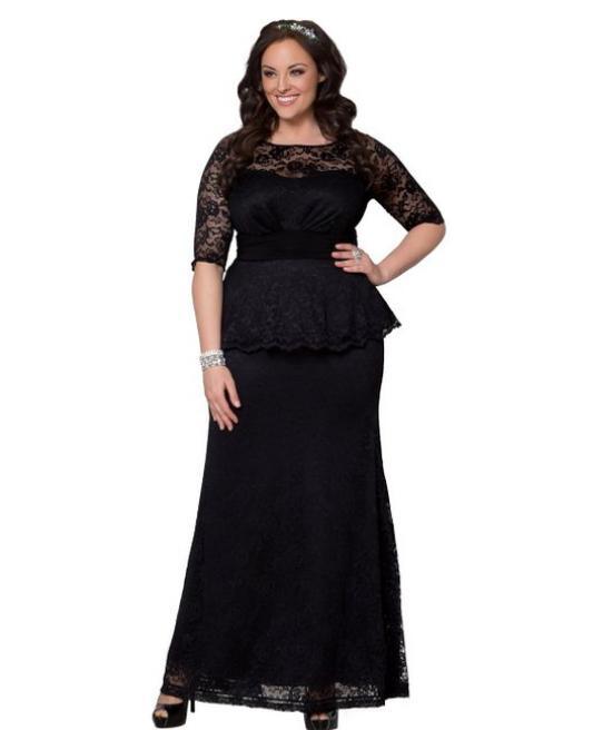 Women-s-Plus-Size-Lace-Peplum-Gown-Dresses-2015-Spring-Women-Black ...
