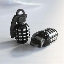 New Trendy Hot Sale High Quality 2PCS Grenade Car And Motorcycle Tire Tyre Air Valve Cap universal Black Color