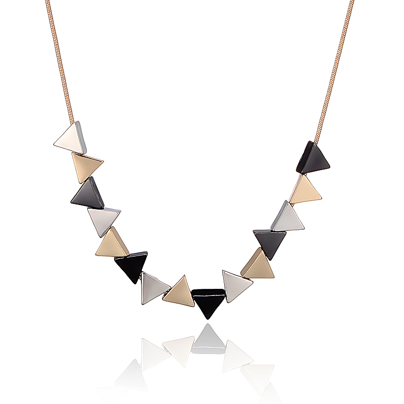 Fashion elegant womens jewelry 18k gold plated geometric triangle choker fake collar necklaces neckless for mothers