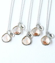 Fashion Peach Stone Necklace Initial Necklace Bridesmaid Gifts Jewelry Boho Necklace For Women 2015