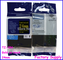 24mm*8m Compatible Brother P touch Label Cartridge Gold on Black Tz 354 Tze-354 (Freeshipping)