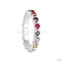 New Arrivals 2015 3 Pcs Elastic Single Row Multicolor Crystal Rhinestone Toe Ring Bridal Jewelry 3mm Free Shipping