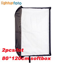 2pcs/lot Photo Studio 80*120cm Umbrella Rectangle Softbox For SpeedLight Flash Soft Box Camera Reflector