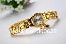 Women Lady’s luxury royal gold Dial honey heart pendant stainless steel Bracelet Watch Time Quartz