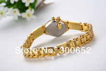 Women Lady s luxury royal gold Dial honey heart pendant stainless steel Bracelet Watch Time Quartz