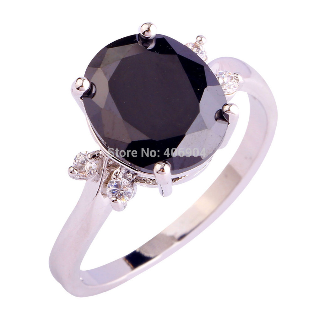 New Sexy Lady Black Spinel White Topaz 925 Silver Ring Size 6 7 8 9 10