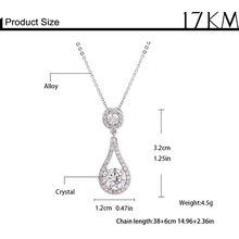 17KM Brand Charm Water Drop Big Stone Gem Shinning CZ Zircon Chain Necklace Heart Crystal Fine