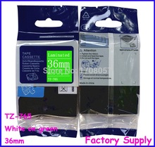 Factory Supply 36mm*8m White on Green Compatible Brother Printer Label Tapes Tz 765 Tze-765 (Freeshipping)