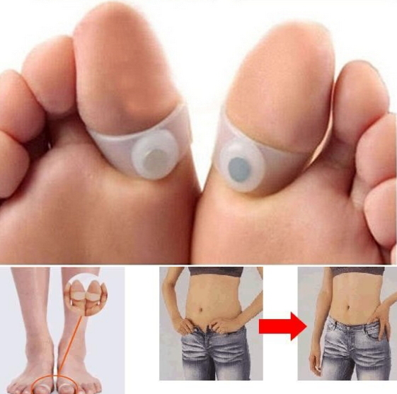 Hot Sale 1 Pair 2PCS Original Practical Magnetic Silicon Foot Massage Toe Ring Weight Loss Slimming
