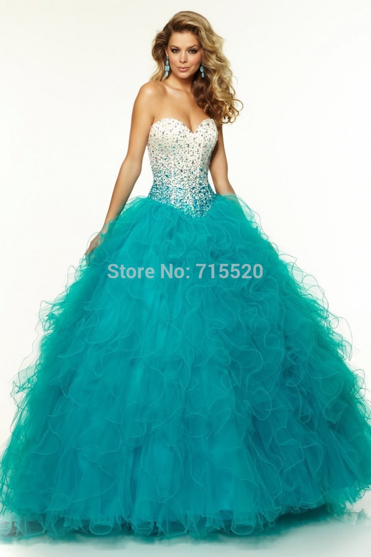 Custom Made Quinceanera Dress Ruffles Sweetheart Ball Gown Prom Gowns ...