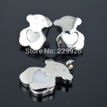 S25H Love Heart Honey Shell Micro Bear Stainless Steel Pendant & Earring Fahionable Romantic TOP-grade Plated jewelry set