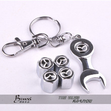 New Hot Sale Car Wheel Tire Valve Caps with Mini Wrench & Keychain for MAZDA (4-Piece/Pack)