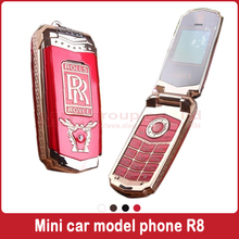 2015 free shipping unlock flip small mini sport flash light supercar luxury car key model cell mobile phone cellphone R8 P33