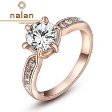 wholesale Austrian crystal rose gold  artificial diamond ring six claw R2010239260