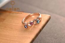  wholesale Austrian crystal rose gold color three artificial diamond ring R2010267180