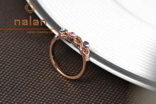  wholesale Austrian crystal rose gold color three artificial diamond ring R2010267180