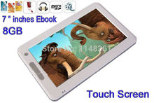 2015 Newest White 8GB 7 ”inche Touch Screen Ebook MP3/MP4 Ebook Reader Free Shipping