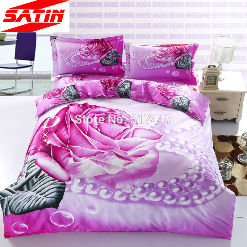 bedding set Pastoral embroidery 3D flower Bed deco Duvet set /& bed skirt 4pcs