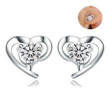 newest earings fashion 925 sterling silver stud earings for women vintage  love crystal earing in jewelry 2015