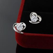 newest earings fashion 925 sterling silver stud earings for women vintage love crystal earing in jewelry