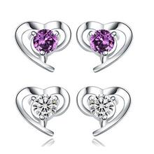 newest earings fashion 925 sterling silver stud earings for women vintage love crystal earing in jewelry