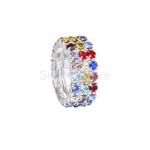 New Arrivals 2015 Elastic Multicolor 3 Row Crystal Rhinestone Toe Ring Bridal Jewelry 9mm Free Shipping