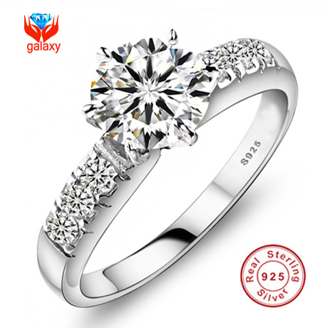 Big Promotion 100 925 Sterling Silver Engagement Ring 0 5 Carat Simulated Diamond For lover s