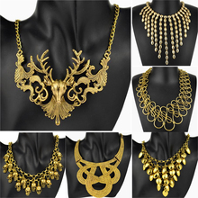 2015 Fashion Jewelry Multi layers necklace for Women Gold Plated Collar Necklace Cluster Chain Statement Pendant