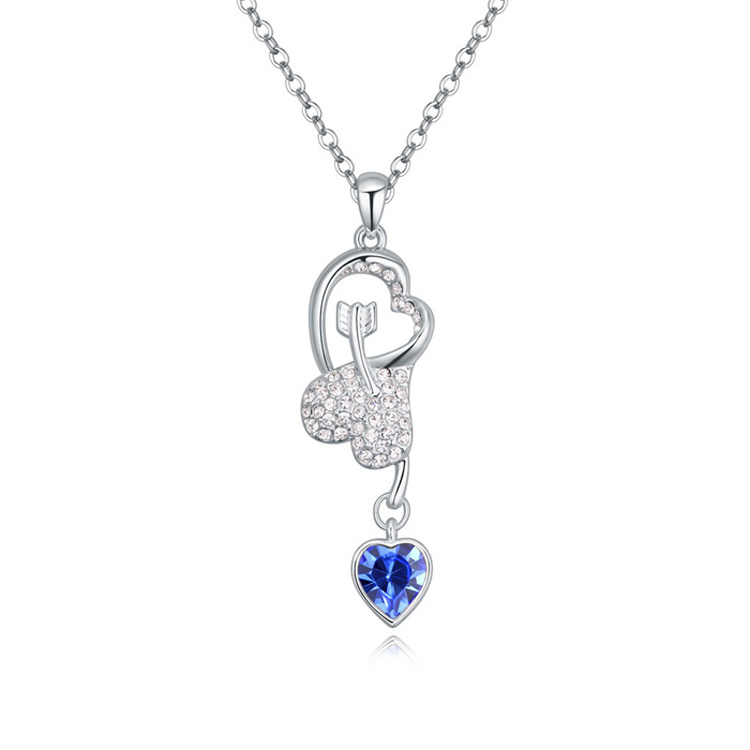 T112983 AAA grade crystal necklace Cupid Arrow blue 
