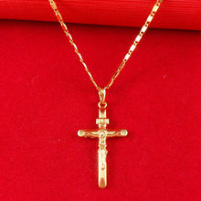 2015 Hot men necklace! Wholesale Free shipping 24k gold necklace top quality necklace & Cross pendant Cool Men’s jewlery  USA056