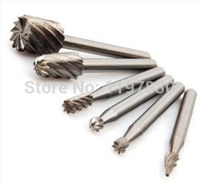 6PCS/set HSS wood carving cutter woodworking rotary burrs carving knife carving hollowing grinder fittings for wood plastic