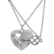 Fashion vintage Personalized Silver Puzzle Necklace Set love heart letter pendant necklace for sister forever best